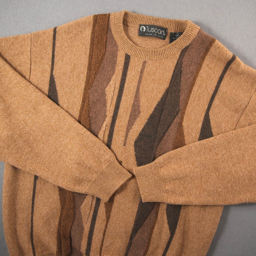Vintage 90's Tuscan Abstract Coogi Merino Wool Blend Italy Men Sweater XL Retro